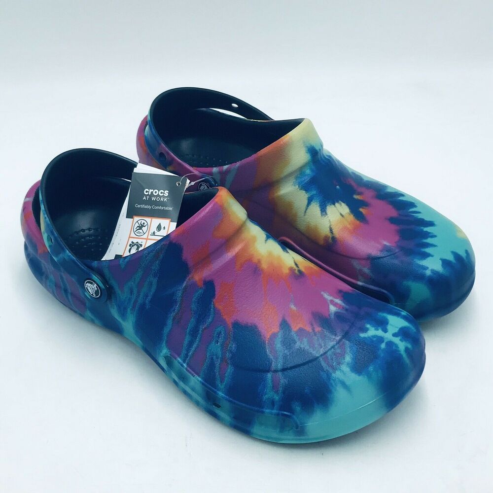 Crocs Men's 12 Tie Dye Bistro Graphic Clog Sandals Colorful Slip Resistant NWT